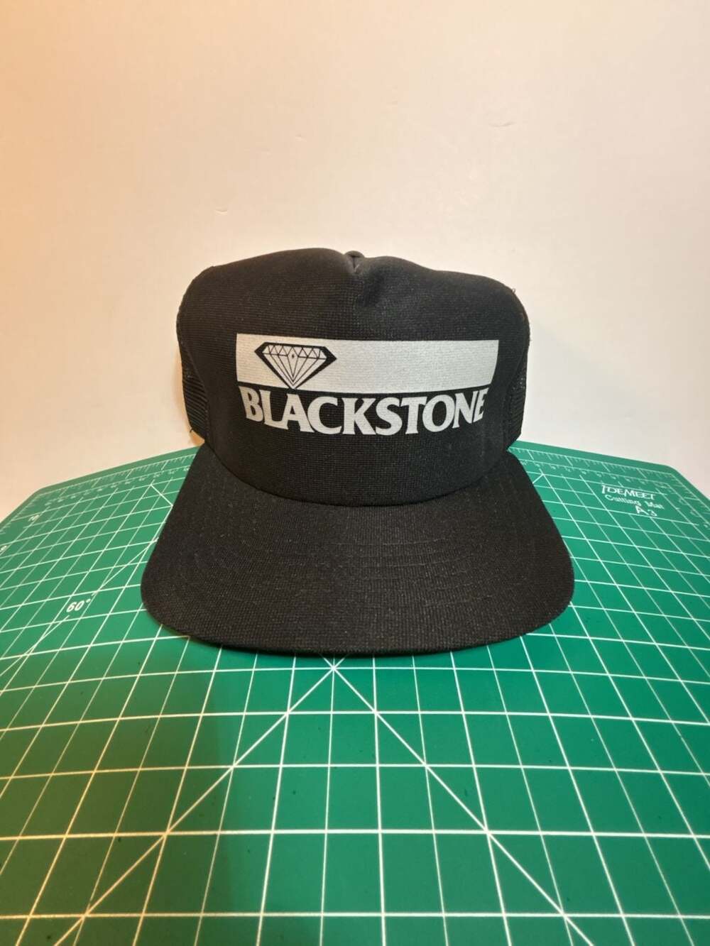Vintage New Era Blackstone Trucker Hat Snapback Mesh Black
